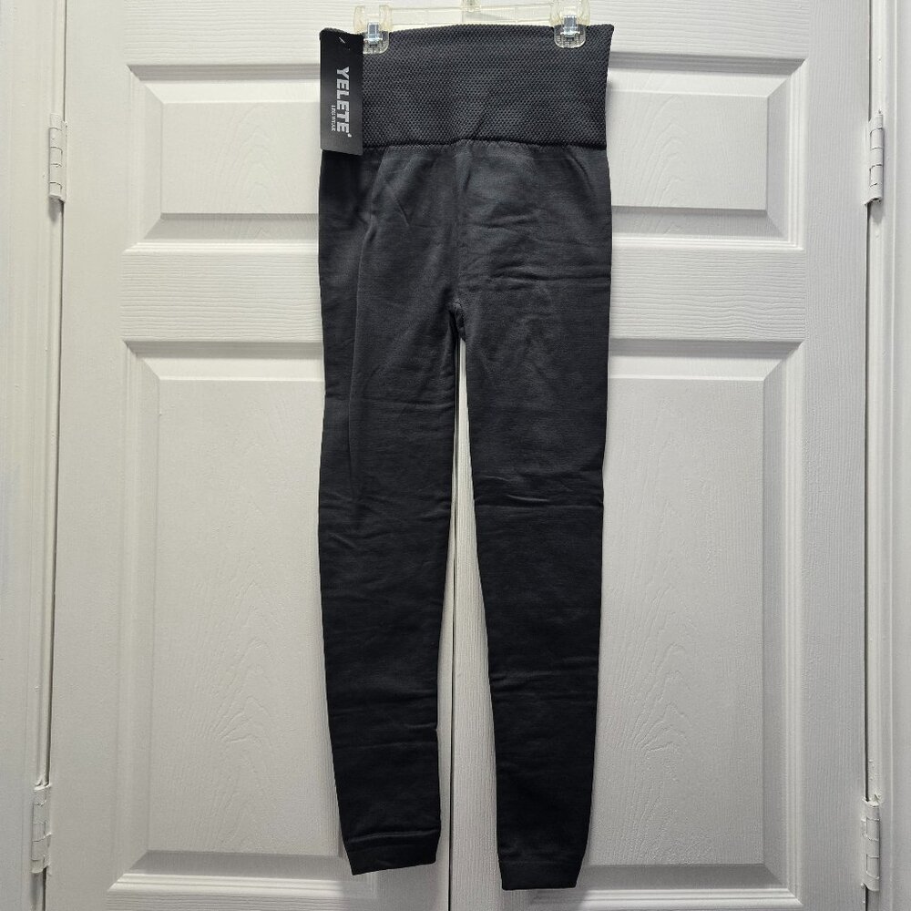 NWT Yelete One Size Charcoal Fleece Lined Leggings